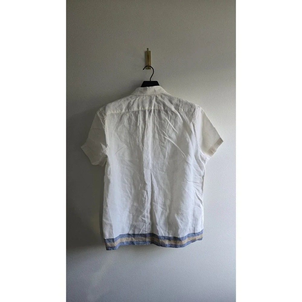 Murano Beaird McNutt Linen Shirt Mens‎ White Short Sleeve Button Up Summer Large